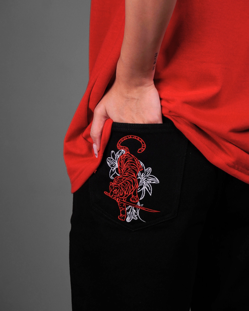 Tigerback black denim