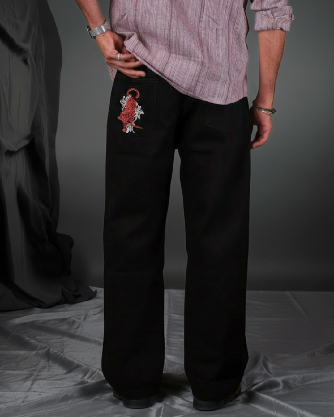 Tigerback black denim