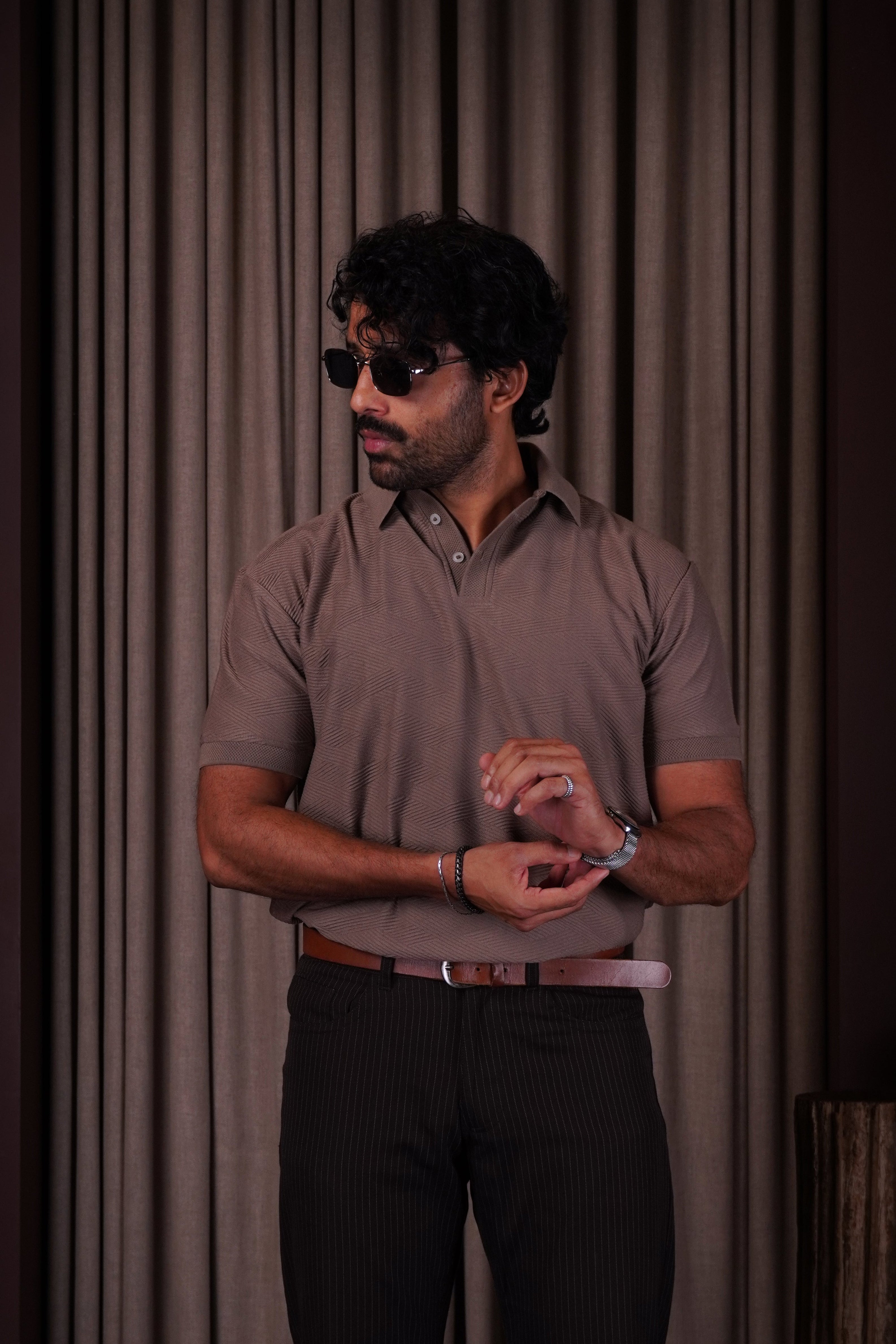 Mocha textured polo