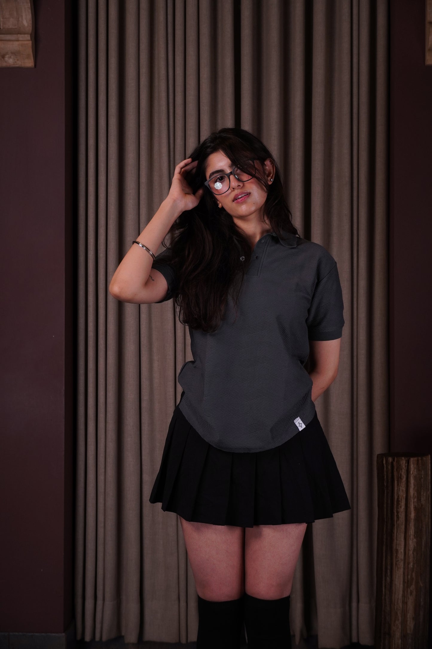 Grey textured polo