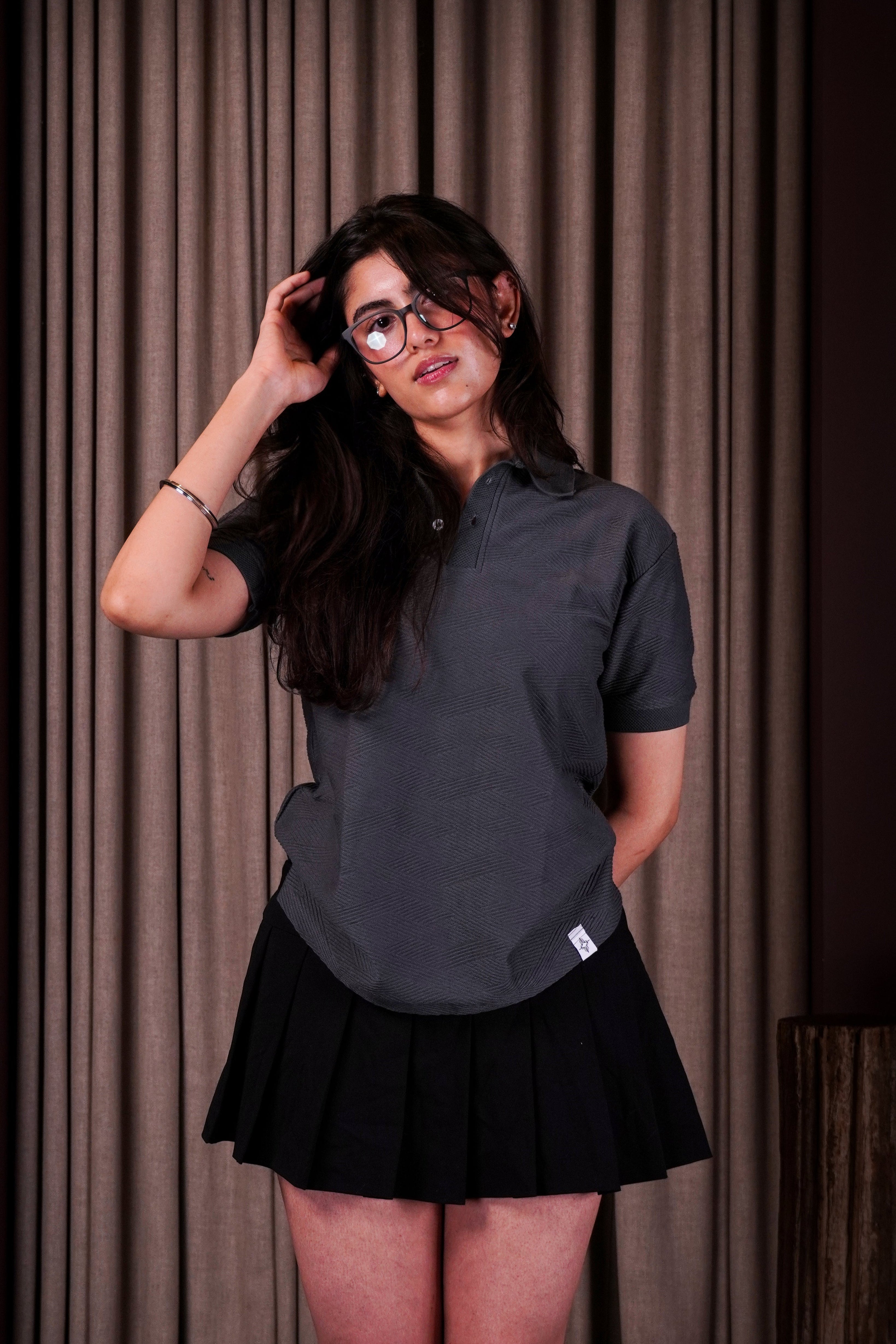 Grey textured polo