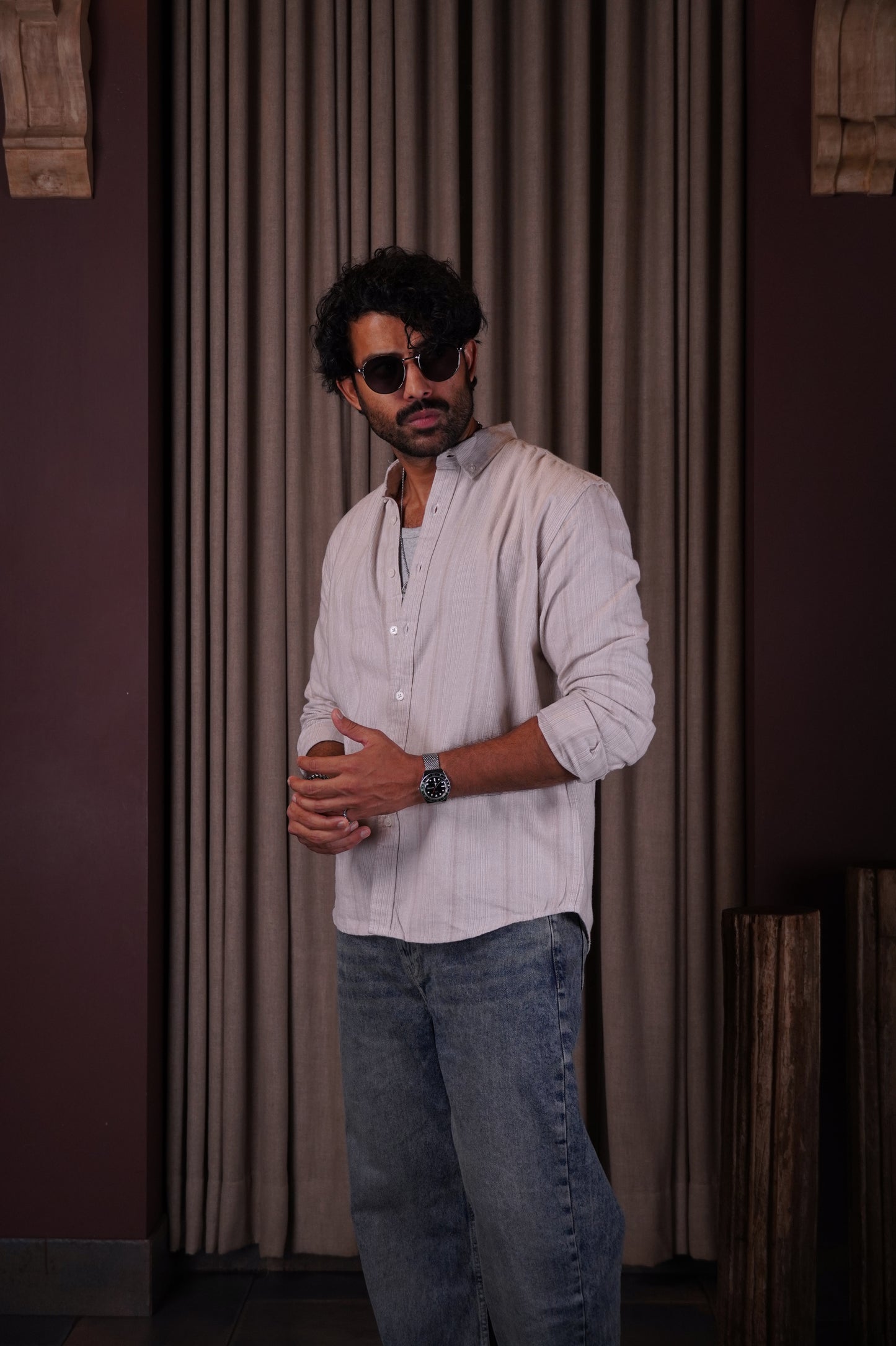 White flannel shirt