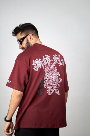 Maroon Dragon Tee (Oversized Tshirts) by Ripoff