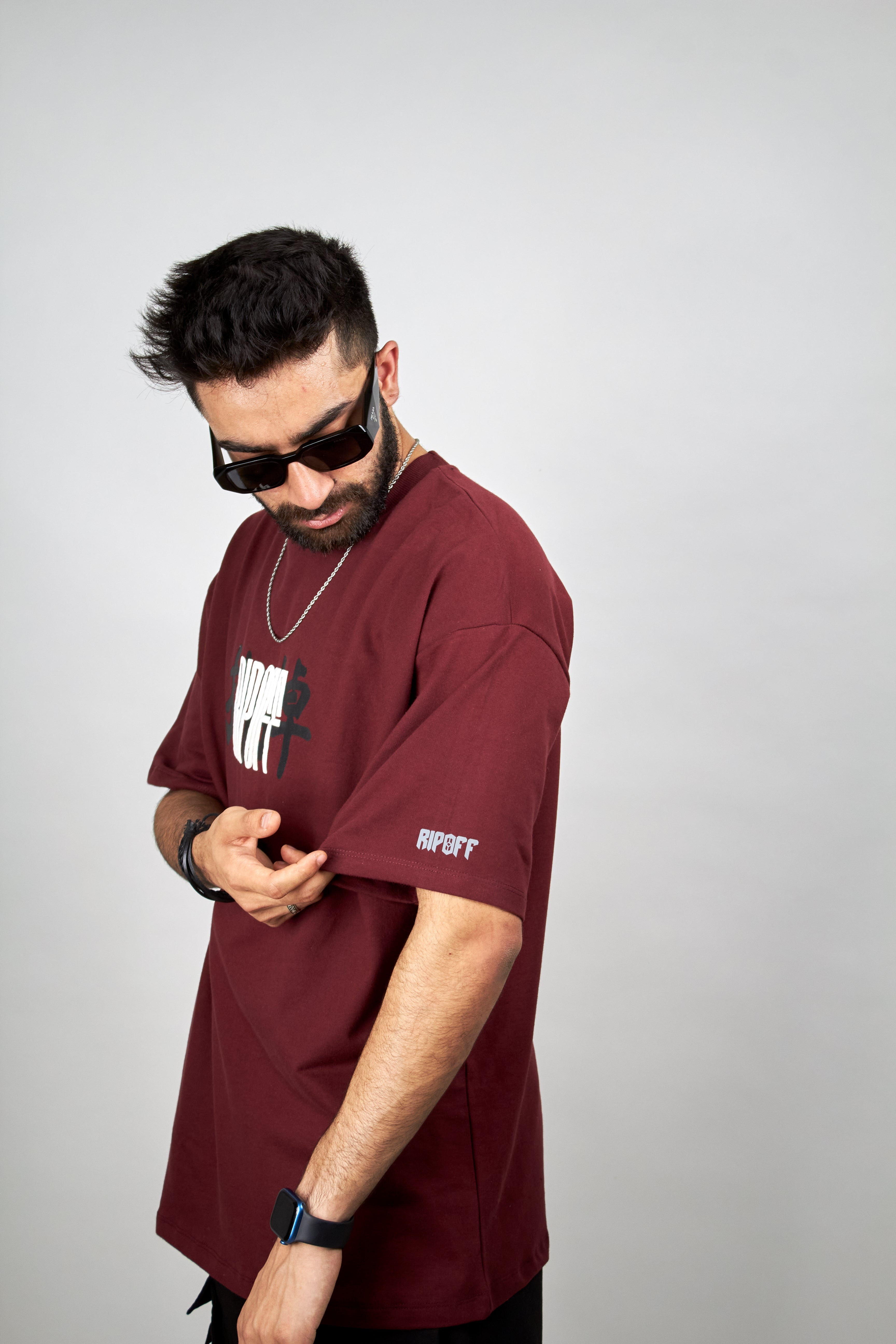 Maroon Dragon Tee (Oversized Tshirts) by Ripoff