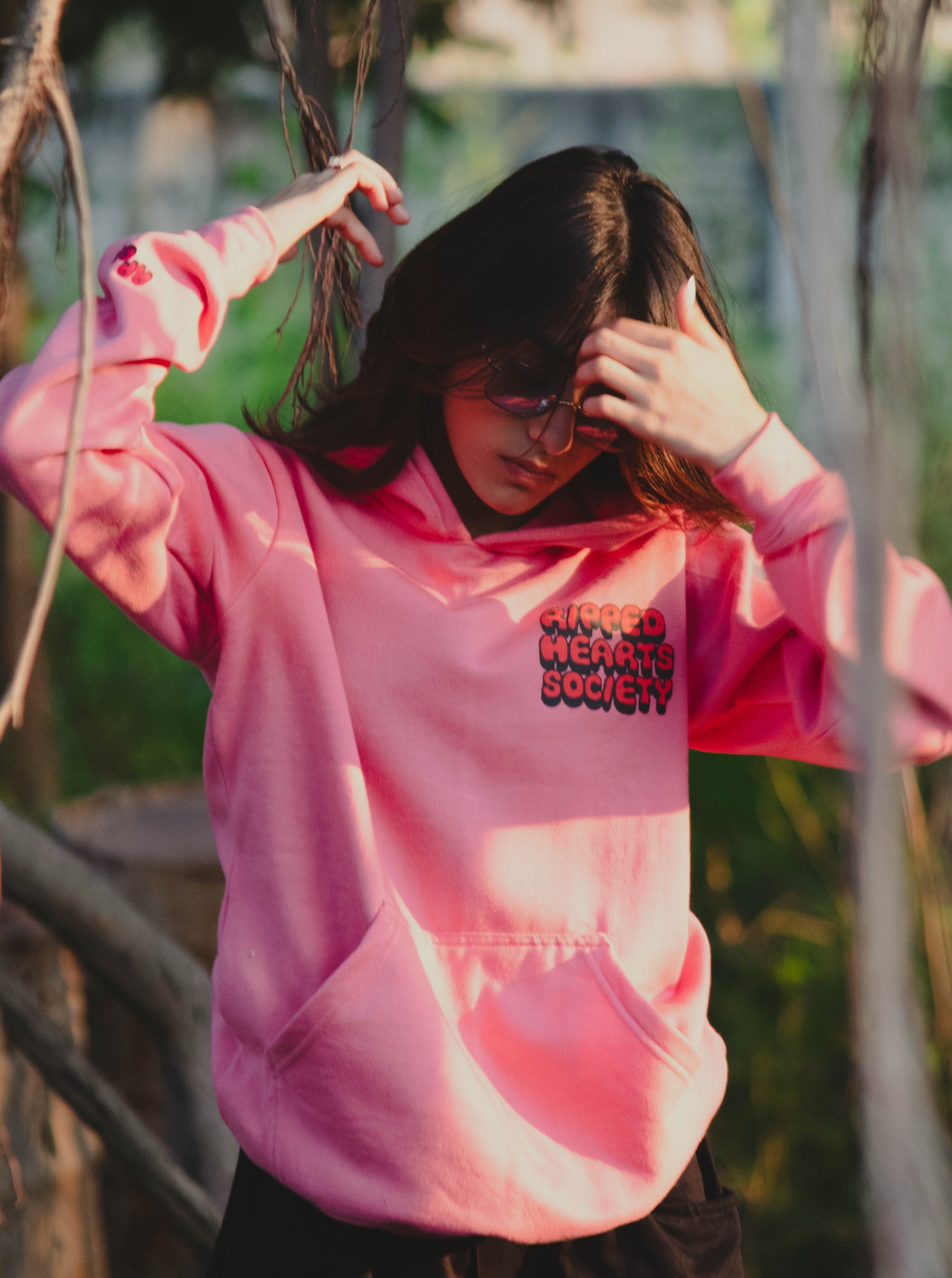 Pink hoodie with hotsell red hearts